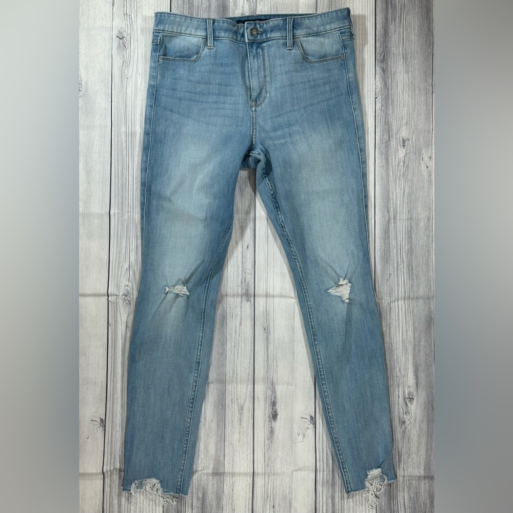 HOLLISTER 13R 31x30 High Rise Extreme Skinny Jeans Ripped Light Wash